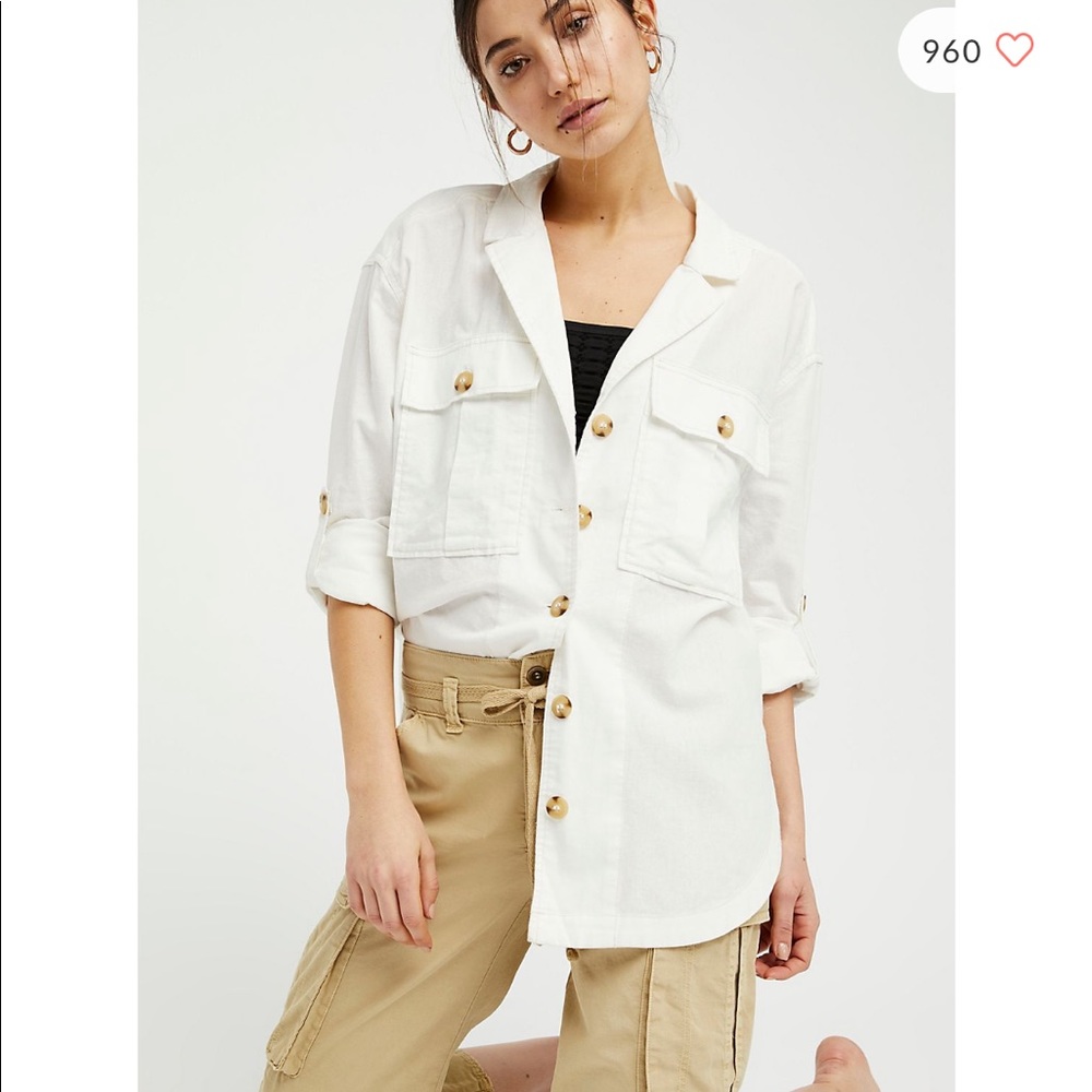 Free People Sunshine In My Pocket Buttondown - Ivory / Cream